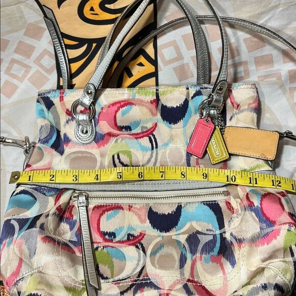 Coach Poppy Ikat Signature C Glam Multicolor Foldover Crossbody bag # 19873 - Picture 11 of 14
